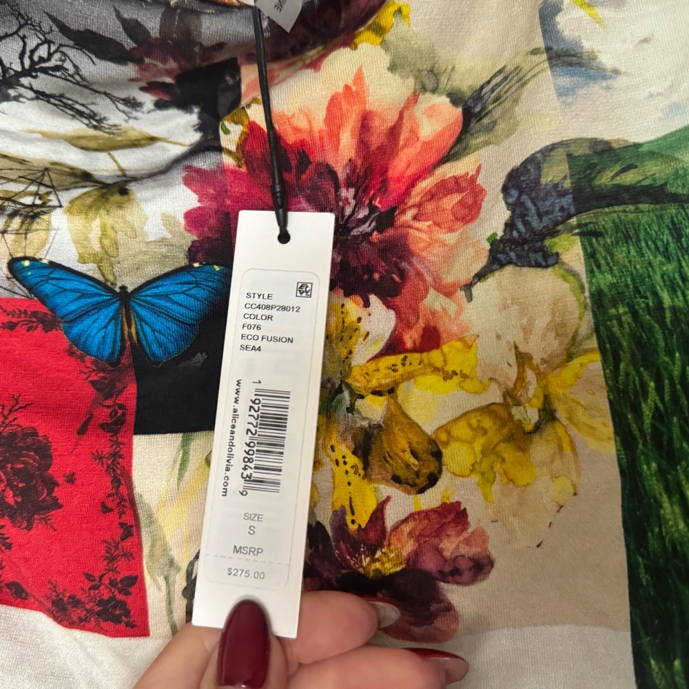 Alice + Olivia Multicolor Patchwork Off-Shoulder … - image 6